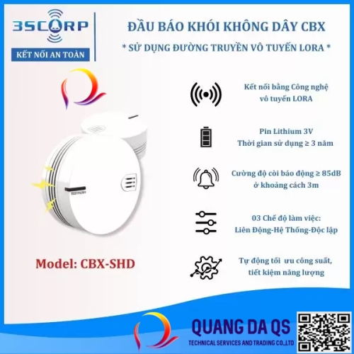 Thiết bị báo cháy không dây-đầu báo khói nhiệt tích hợp CBXSHD